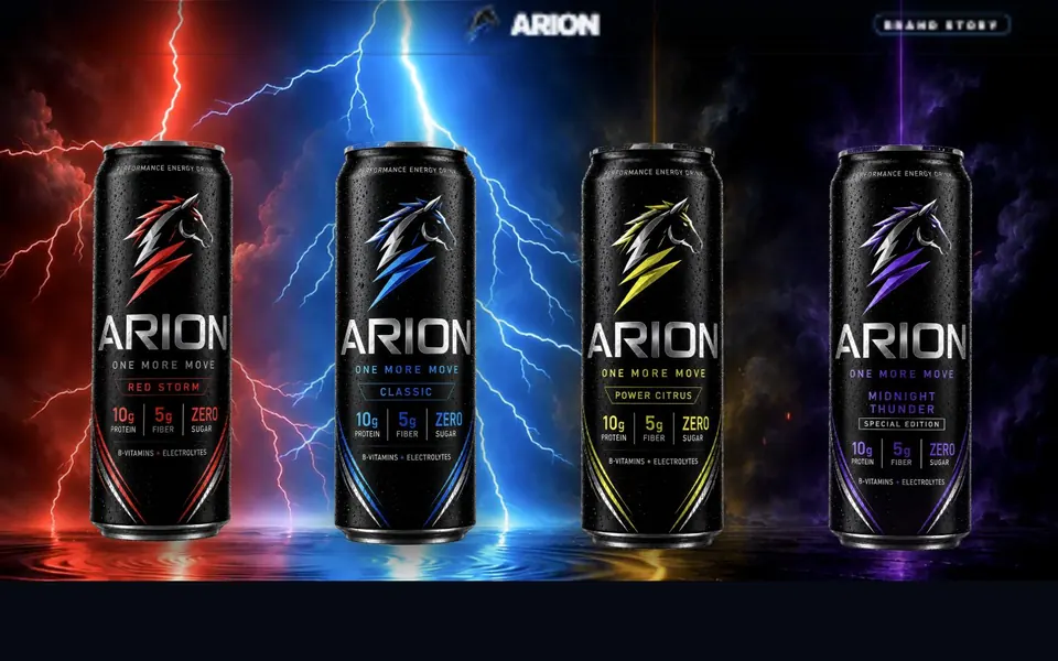ARION Energy Drink home page preview