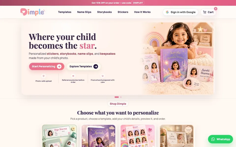 Dimpleit home page preview