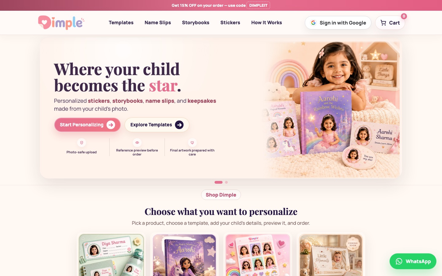 Dimpleit home page preview