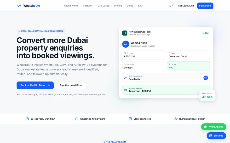 WhatsRoute home page preview